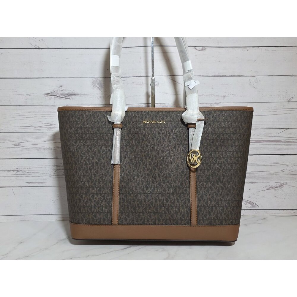 MICHAEL Michael Kors Jet Set Travel Large Logo Tote Bag 35T0GTVT3V BROWN - Picture 4 of 9